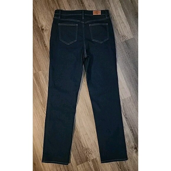NWOT Lands End Jeans Womens 10 Dark Wash Mid Rise Straight Blue Denim - Picture 2 of 9
